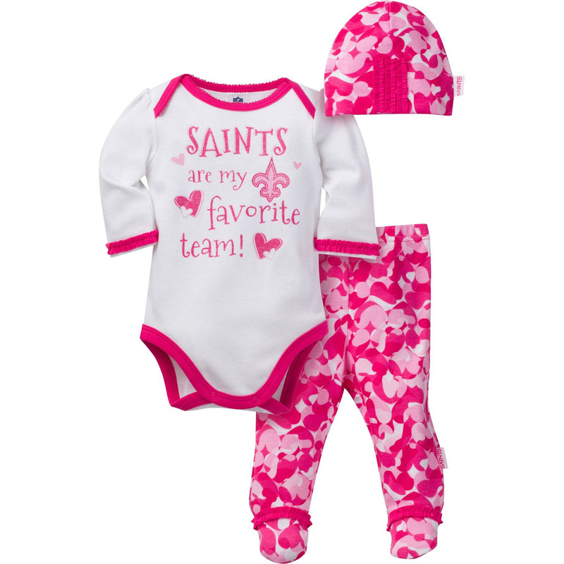 Saints Baby Girl 3 Piece Outfit
