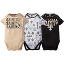 New Orleans Saints 3-Pack Infant Short Sleeve Bodysuits