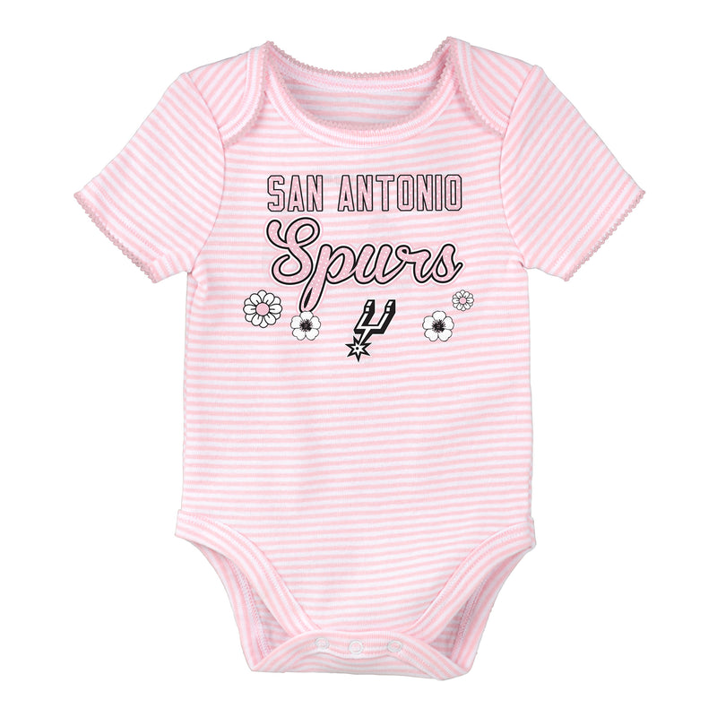 Spurs Baby Girl 3 Pack Short Sleeve Bodysuits