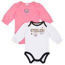 Pittsburgh Steelers Baby Girl Long Sleeve Bodysuits