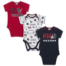 Texans All Set To Play 3 Pack Onesies Bodysuits