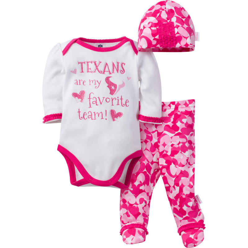 Texans Baby Girl 3 Piece Outfit