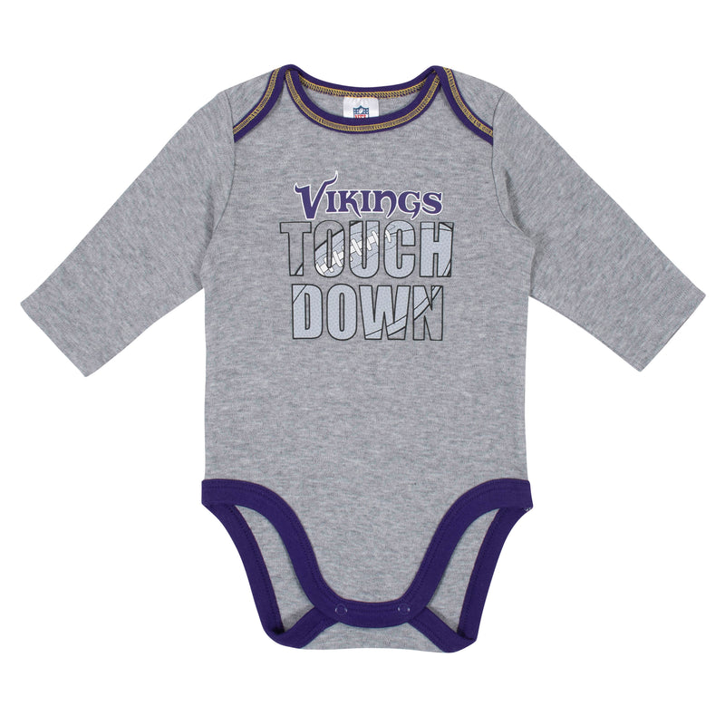 Minnesota Vikings Baby Boy Long Sleeve Bodysuits