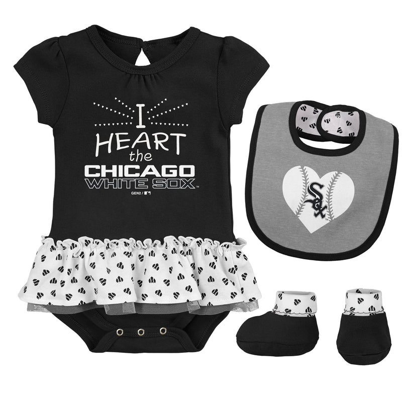 Baby Girl I Heart The White Sox Skirted Bodysuit Set