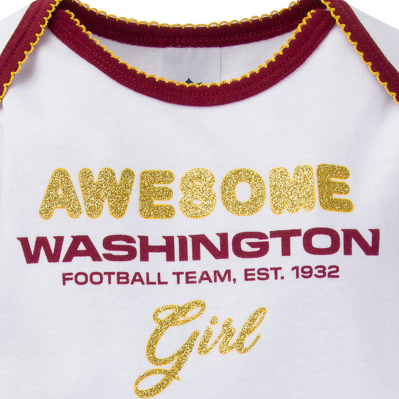 Washington Football Team Girl 3 Piece Bodysuit, Cap and Footed Pant Set
