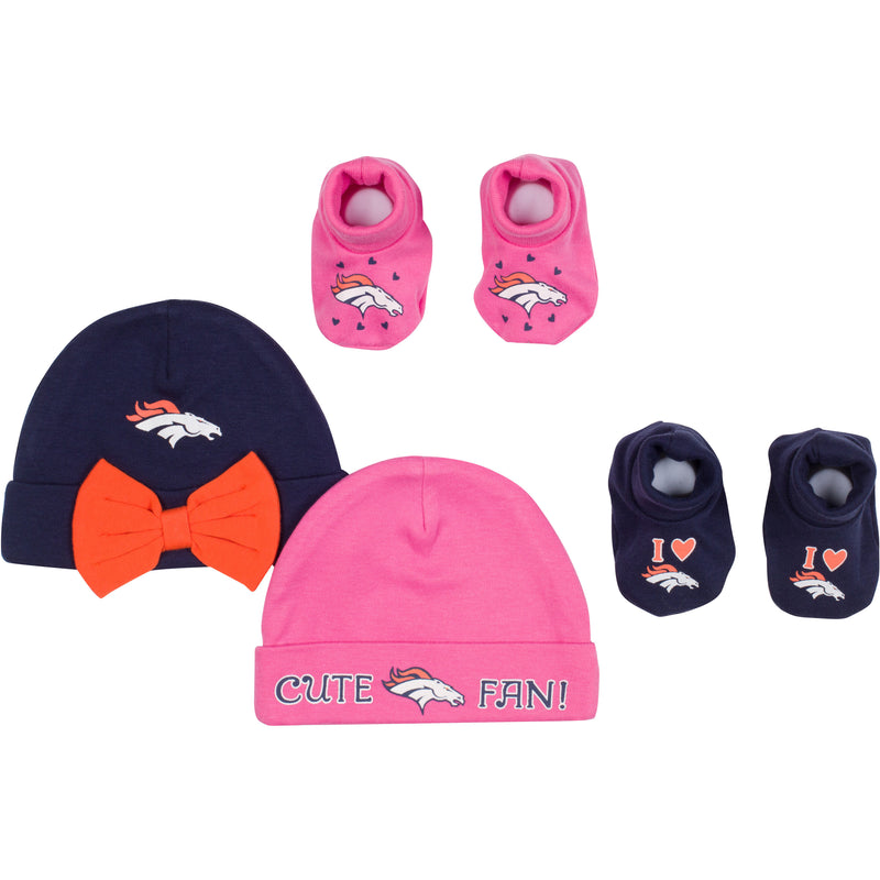 Broncos Baby Girl Caps & Booties Set