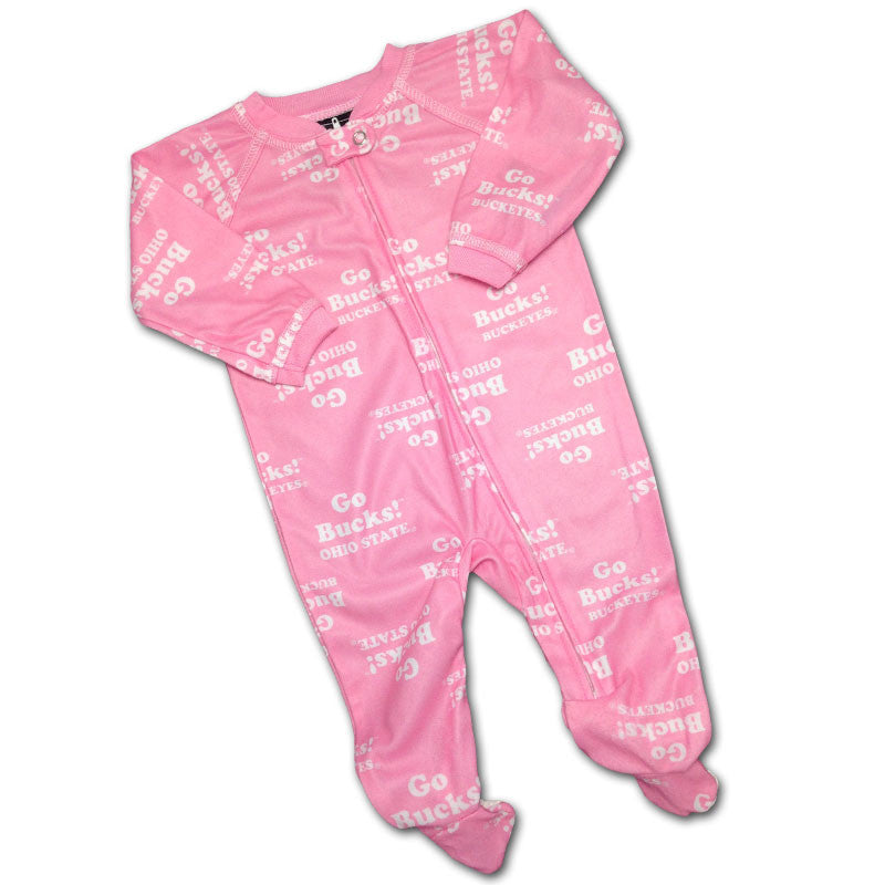 Baby Buckeye Pink Logo Covered PJ's