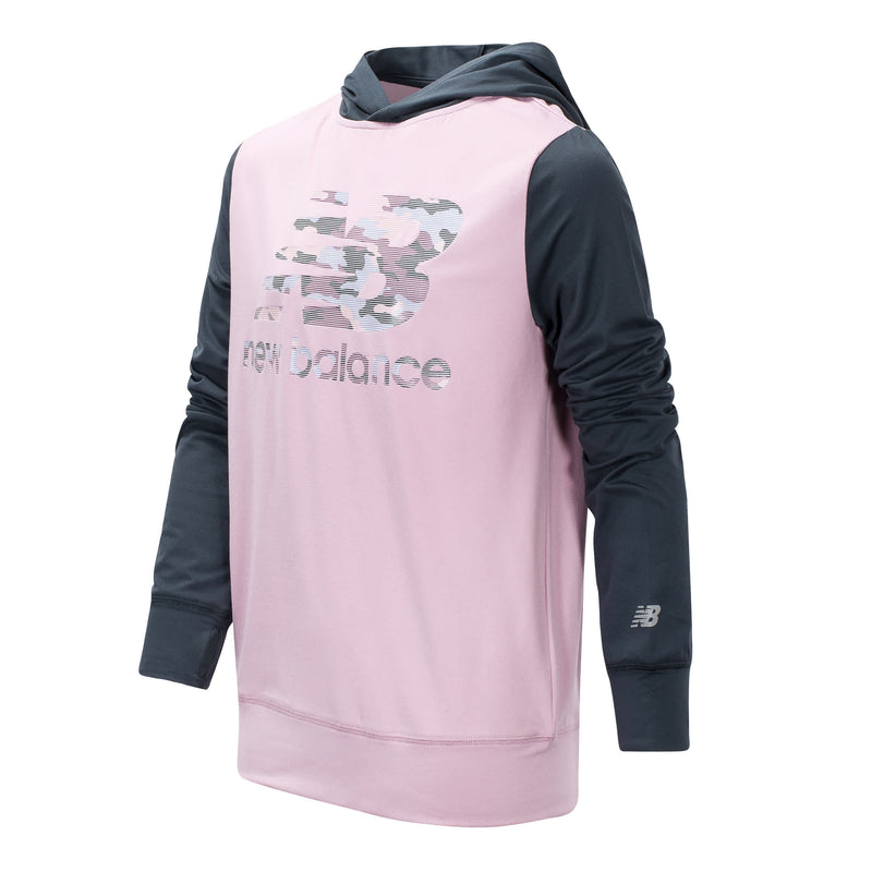 New Balance Girls Oxygen Pink/Thunder Hooded Pullover