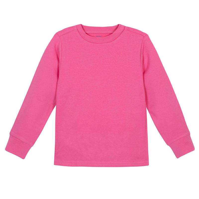 Girls Hot Pink Classic Long Sleeve Tee Shirt