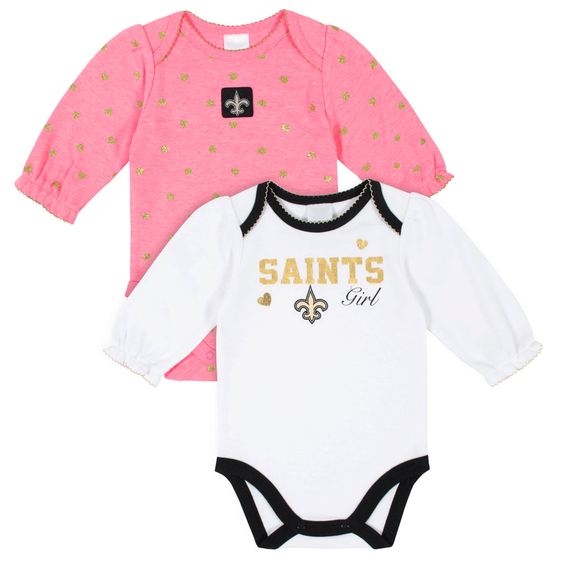 Saints Baby Girls 2-Pack Long Sleeve Bodysuits
