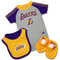 Newborn Lakers Fan Creeper, Bib & Bootie Set