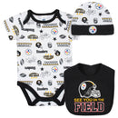 Steelers Baby Boys 3-Piece Bodysuit, Bib, and Cap Set