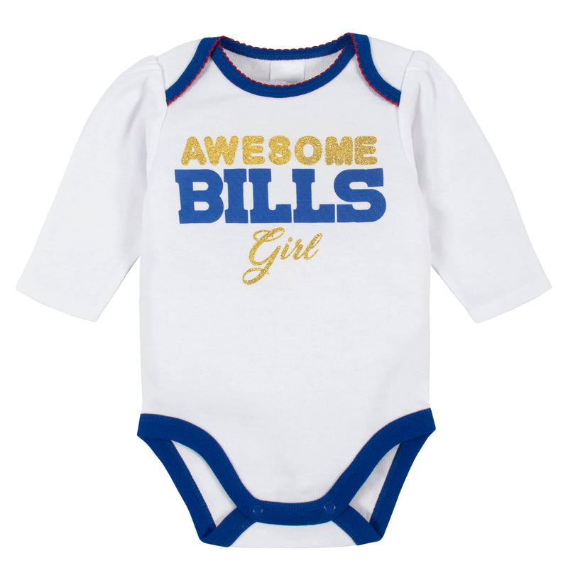 Awesome Bills Baby Girl Bodysuit, Footed Pant & Cap Set