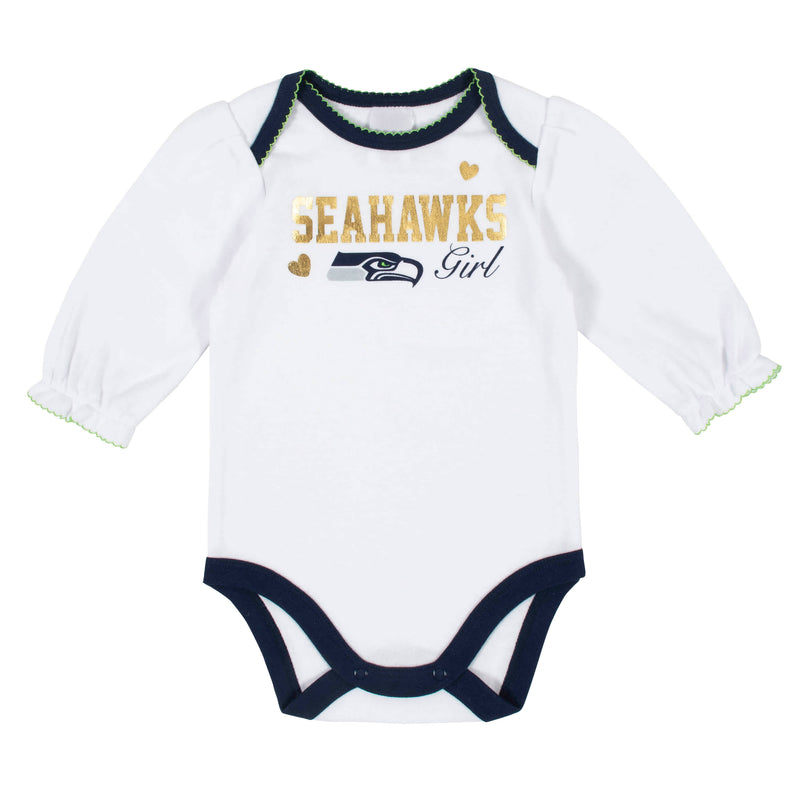 Seahawks Baby Girls 2-Pack Long Sleeve Bodysuits