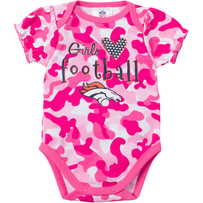 Baby Broncos Fan Pink Camo Onesie