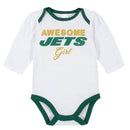Awesome Jets Baby Girl Bodysuit, Footed Pant & Cap Set