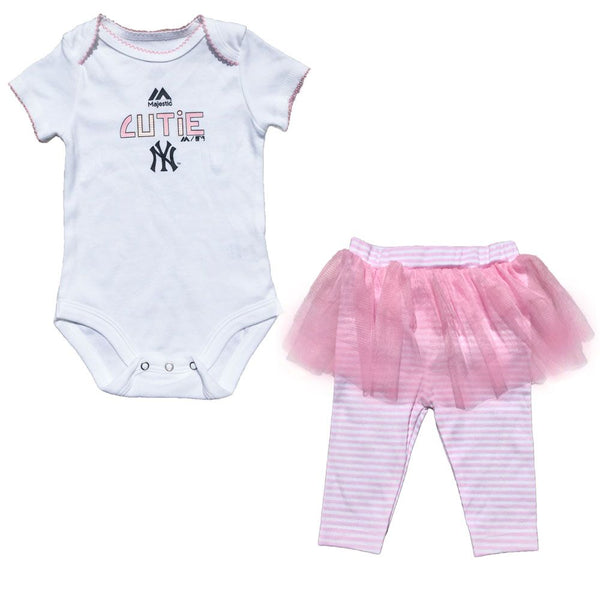 Outerstuff Yankees Baby Girl Pink Creeper and Tutu Leggings