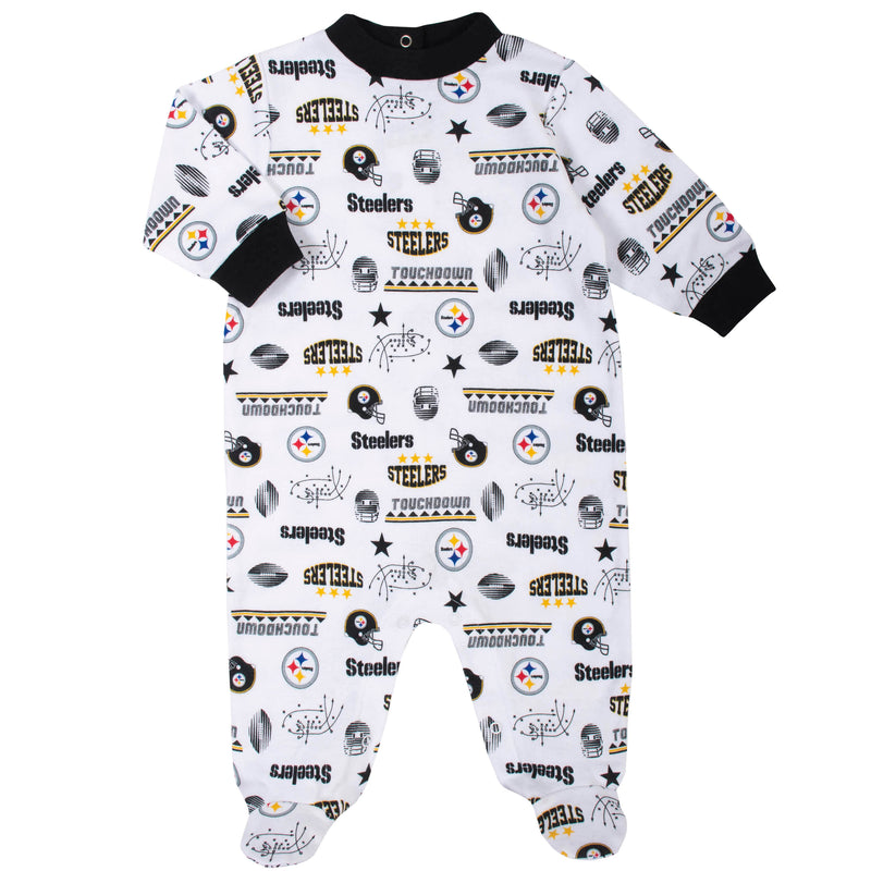 Steelers Baby Boys 3-Piece Bodysuit, Sleep 'N Play, and Cap Set