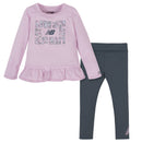 New Balance 2-Piece Girls Oxygen Pink/Thunder Long Sleeve Top and Tights Set