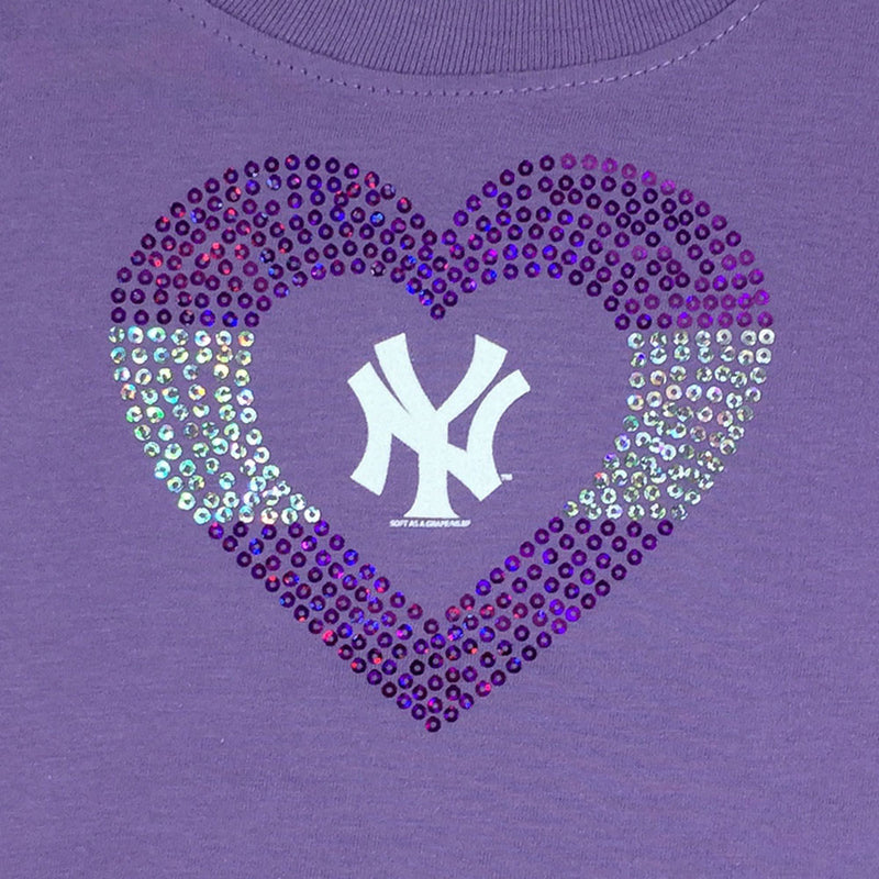 Sparkly Heart Lavender Yankees Tee