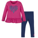 New Balance 2-Piece Girls Canival Pink/Blue Long Sleeve Top and Legging Set